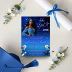Blue Graduation Announcement Invitation, She Did It invite, Senior Grad Party with photo invite, Class of 2026, Digital Printable Template