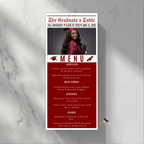 Newspaper Graduation Menu Template, Class of 2026 Grad Party Dinner Menu Card For Him and Her, Maroon Graduates Menu, Printable Canva