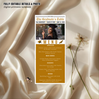 Graduation Newspaper Menu Template with Photo, Class of 2026 Senior Grad Party Dinner Menu For Him and Her, Gold Editable Printable Card