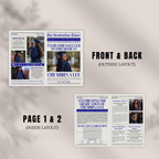 Graduation Newspaper Template with Photo, Class of 2026 Grad Announcement Invite for Him and Her, Editable Canva Blue Newspaper Invitation