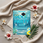 Graduation Pool Party Invitation, Senior High School College Grad Announcement Party Invite for Him and Her, Editable Canva Template
