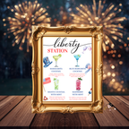 4th of July Drink Menu Sign, Patriotic Signature Drinks, Fourth Of July Cocktails Sign, Red White Blue Printable Template
