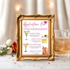 Pink Nurse Graduation Drink Menu Card, RN LPN CNA Cocktail Sign, Signature Drinks Bar Hydration Station, Editable Canva Printable Template