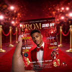 Red Gold Prom Send Off Party Invitation, Prom King with photo invite, Boys Prom Night Flyer Card High School Prom Digital Printable Template