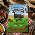 Fathers Day BBQ Cookout Invitation, Dad Party Pool Party Invite, Food Drinks Whiskey, Barbecue Dinner Invite, Printable Digital Template
