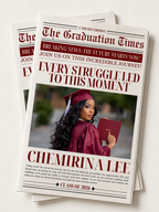 Graduation Newspaper Template with Photo, Class of 2026 Grad Announcement for Him and Her, Maroon Red Editable Canva Printable Invitation