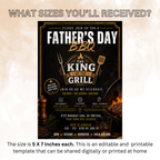 Father’s Day Family Cookout Invitation, BBQ Party for Dad, Barbecue Invite for him, Backyard Summer Gathering, Black Gold Editable Template
