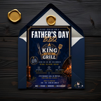 Father’s Day BBQ Party Invitation, Dad Barbecue Cookout Invite, Summer Grill Party Invite, Blue Editable Canva Printable Digital Template