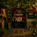 Juneteenth Welcome Party Sign, Emancipation Day Celebration Poster Sign, June 19th Sign, BBQ Cookout Jubilee Day Sign, Printable Template
