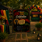 Juneteenth Welcome Party Sign, Emancipation Day Celebration Poster Sign, June 19th Sign, BBQ Cookout Jubilee Day Sign, Printable Template