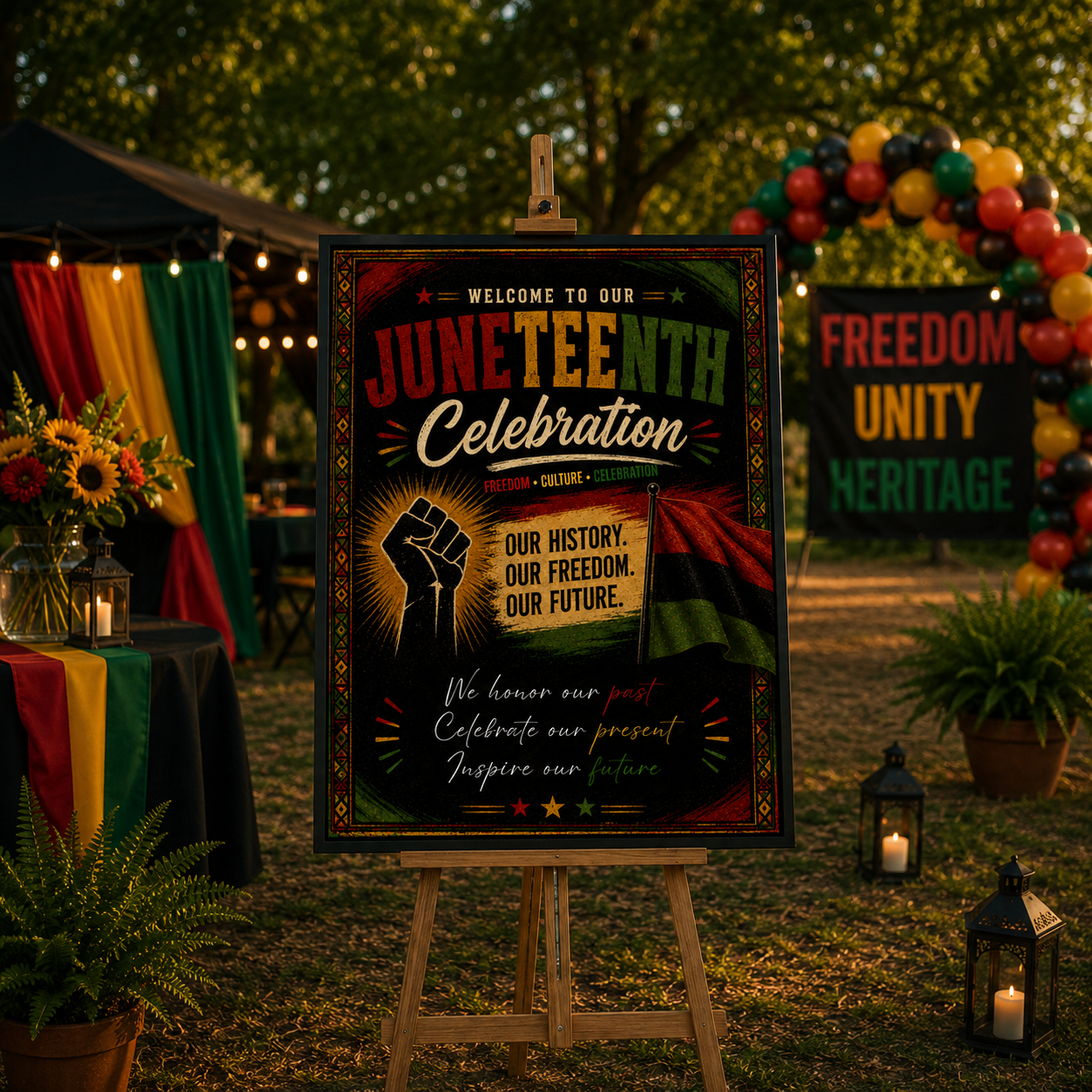 Juneteenth Welcome Party Sign, Emancipation Day Celebration Poster Sign, June 19th Sign, BBQ Cookout Jubilee Day Sign, Printable Template