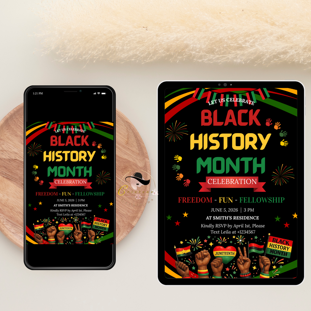 Juneteenth Invitation, Independence Day, Black Freedom Celebration Flyer Card, Black History Month Invite, Digital Printable Template
