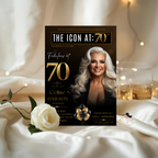 70th Birthday Invitation for Man and Woman, 70 and Fabulous, Photo Invitation Template, Birthday Dinner Brunch Invite, Editable Canva Card