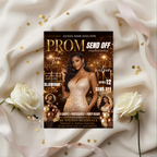 Brown Gold Prom Send Off Party Invitation, Prom Queen with photo invite, Girls Prom Night Flyer, Magazine Cover, Digital Printable Template