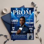 Blue Prom Send Off Invitation, Prom King Party with photo invite, Teen Boy Prom Night Flyer, Magazine Style Digital Printable Template