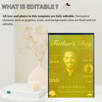 Father’s Day Invitation Magazine Style with Photo, Dad Party Invite, Blue Suit and Tie Brunch or Dinner Invite, Printable Digital Template