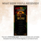 Juneteenth Party Menu Template, June 19th Black Freedom Day BBQ Cookout Menu, Jubilee Day Dinner Menu Card, Printable Digital Canva Template