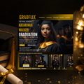 Graduation Invitation Movie Theme with Photo, Black Gold Cinematic Streaming Grad Party, Class of 2026 Flyer Card Invite, Printable Template