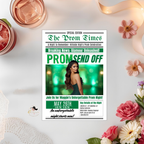 Green Newspaper Prom Send Off Invitation, Prom Queen with photo invite, Teen Boy Prom Night Party Flyer Card, Digital Printable Template