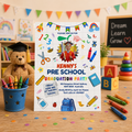 Preschool Pre K Graduation Invitation with Photo, Kindergarten Class of 2026 Grad Party Invite for Him and Her, Editable Canva Template