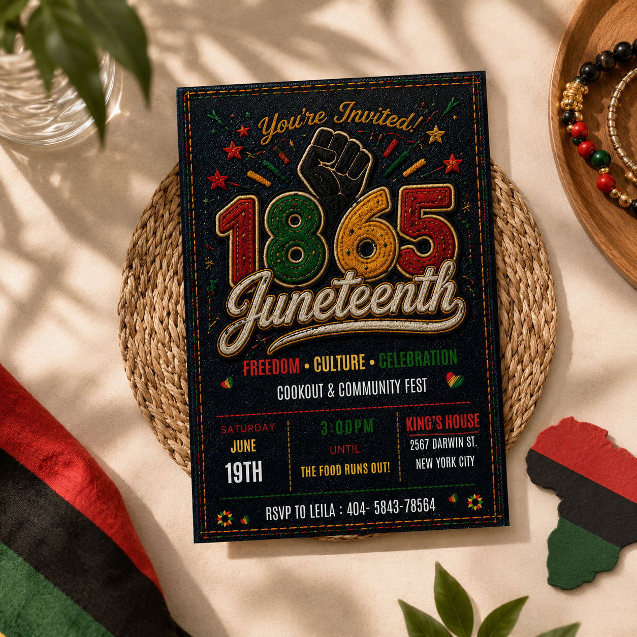 Juneteenth BBQ Party Invitation, June 19th Emancipation Day Black Freedom Celebration, 1865 Invite, Cookout Invite, Printable Canva Template