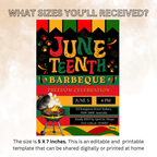 Juneteenth Bbq Party Invitation, Independence Day, Black Freedom Celebration Flyer Card, Barbecue Invite, Digital Printable Template