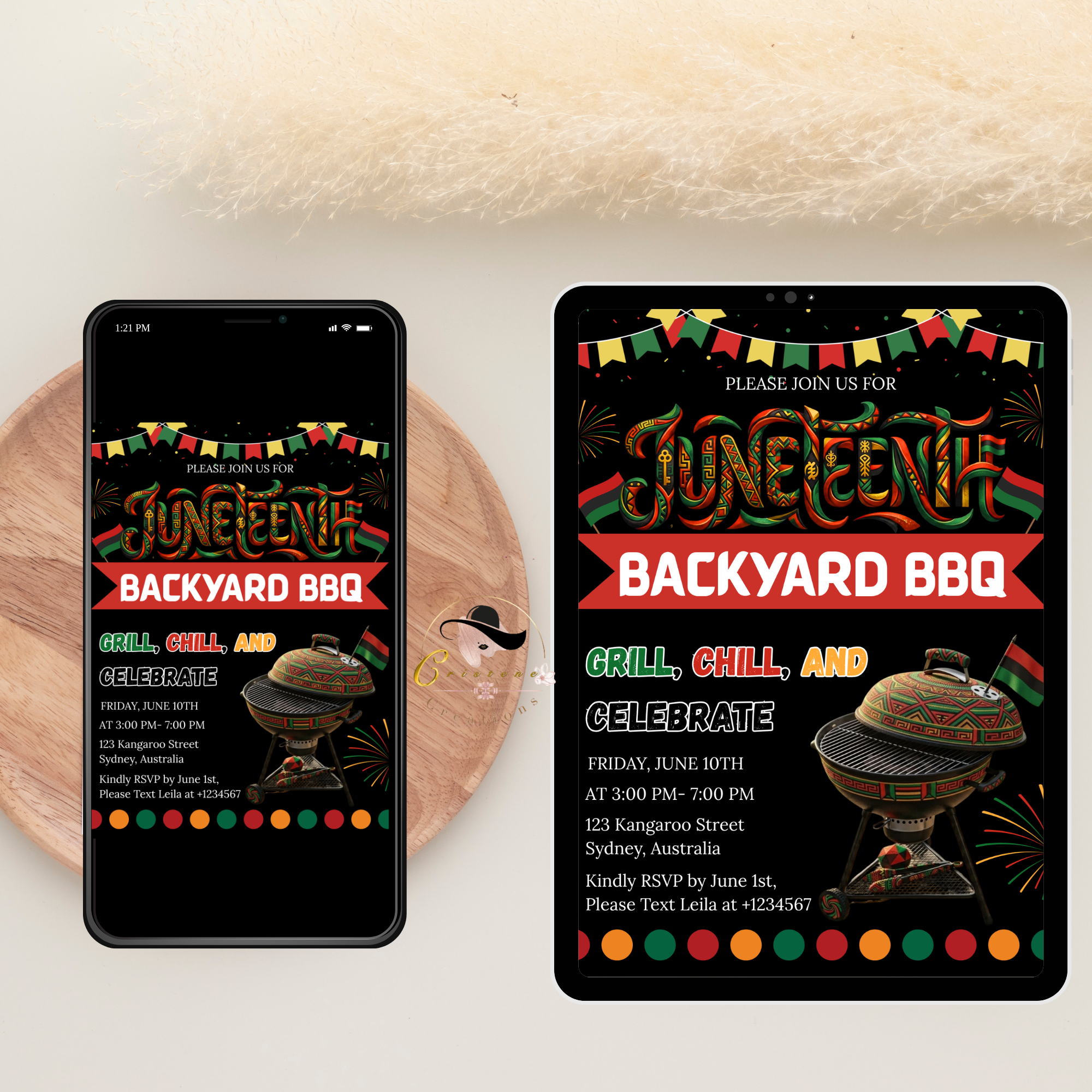 Juneteenth BBQ Cookout Invitation, Black Freedom Celebration Party Invite, Independence Day Backyard Barbecue Printable Digital Template