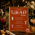 Orange Graduation Drink Menu Sign, Signature Drinks Bar Menu, Senior Grad Party Soda Bar Menu for High School College, Printable Template