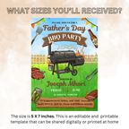 Fathers Day BBQ Cookout Invitation, Dad Party Pool Party Invite, Food Drinks Whiskey, Barbecue Dinner Invite, Printable Digital Template