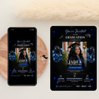 Graduation Invitation with Photo, Class of 2026 Grad Party Invite for Him and Her, High School College, Blue Editable Printable Template