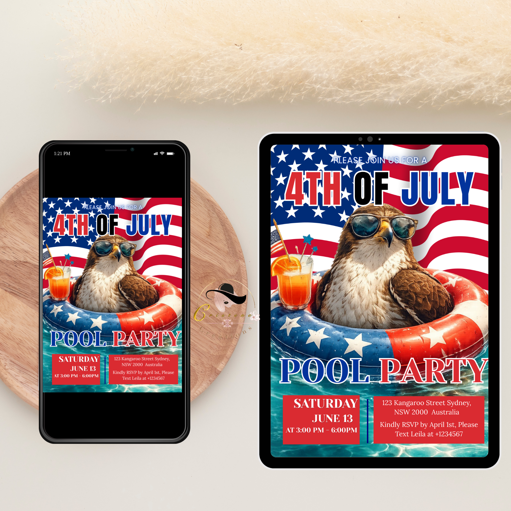 4th of July Pool Party Invitation, Patriotic BBQ Cookout Party Invite, Independence Day Fireworks Invite, Printable Digital Template