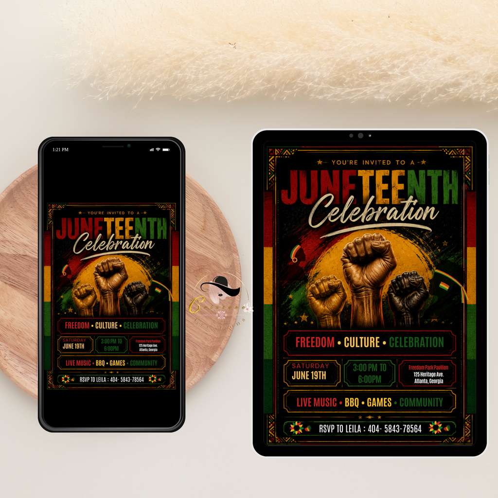 Juneteenth BBQ Cookout Invitation, Black Freedom Day Celebration Party Invite, Emancipation Day, Jubilee Day Invite, Digital Template
