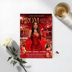 Red Prom Send Off Party Invitation, Prom Queen with photo invite, Girls Prom Night Flyer, Elegant Magazine Cover, Digital Printable Template