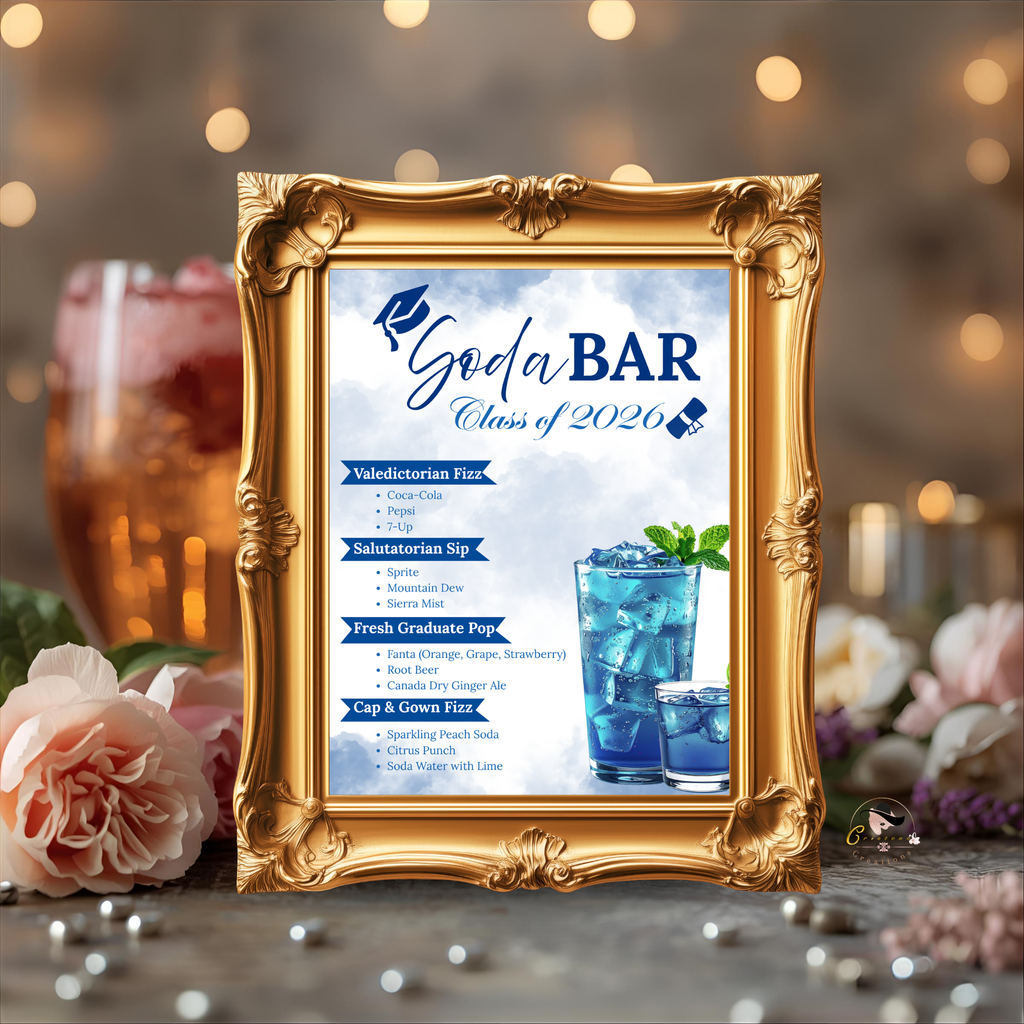 Graduation Soda Bar Menu, Editable Custom Soda Sign Template, Graduation Party Decor, Class of 2026 Grad Drink Station, Printable Template