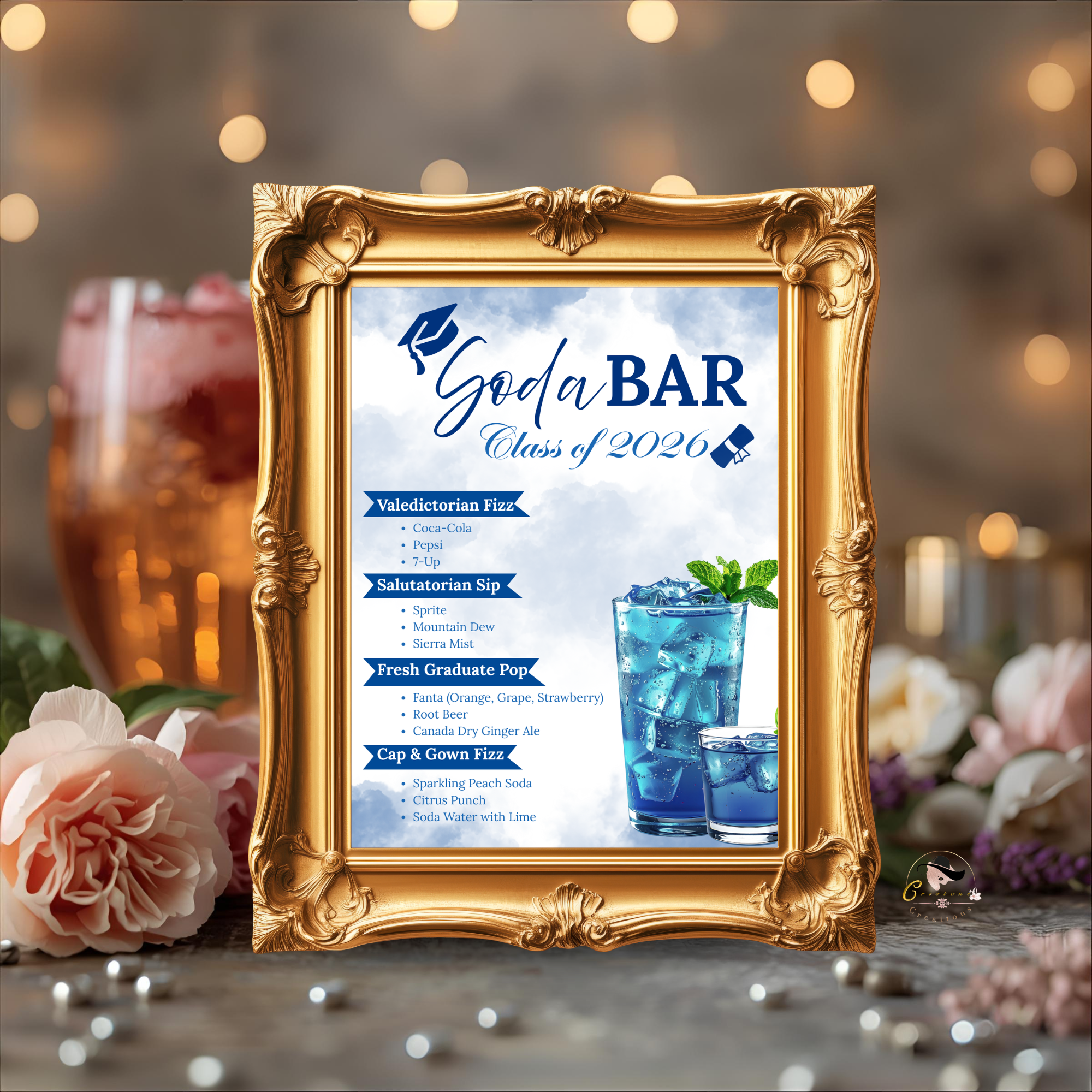 Graduation Soda Bar Menu, Editable Custom Soda Sign Template, Graduation Party Decor, Class of 2026 Grad Drink Station, Printable Template