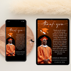 Class of 2026 Graduation Thank You Card with Photo, Orange Grad Party Thank You Note for Him and Her, High School College Printable Template
