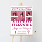 Pink Nursing Graduation Welcome Party Sign, Newspaper Style with Photo, RN BSN LPN Pinning Ceremony Sign, Nurse Poster Sign, Canva Template