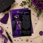 Purple Graduation Thank You Card with Photo, Grad Party Thank You Note for Him and Her, Class of 2026 Appreciation Card, Printable Template