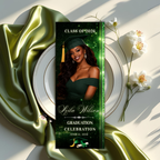 Green Graduation Dinner Menu with Photo, Class of 2026 Menu Card, Elegant Grad Brunch Menu Template, Girl Boy Menu, Editable Canva Printable