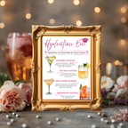 Pink Nurse Graduation Drink Menu Card, RN LPN CNA Cocktail Sign, Signature Drinks Bar Hydration Station, Editable Canva Printable Template