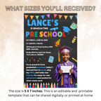 Pre K Graduation Invitation with Photo, Kindergarten Graduation Invite, Class of 2026 Preschool Grad Party Editable Canva Printable Template