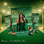 Green Gold Prom Send Off Party Invitation, Prom Queen with photo invite, Girls Prom Night Flyer, Magazine Cover Digital Printable Template