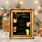 Graduation Signature Drink Sign, Grad Drink Menu Template, Class of 2026 Bar Menu, Black Gold Printable Party Sign