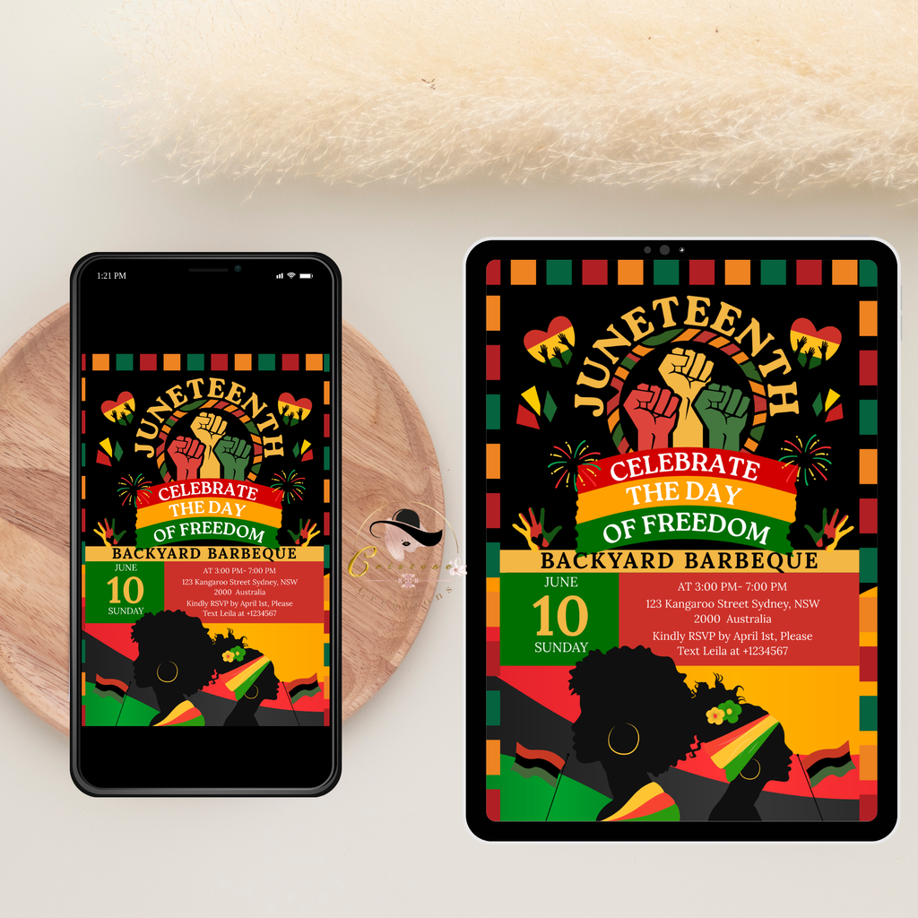 Juneteenth Invitation, Independence Day, Black Freedom Celebration Flyer Card, BBQ Party Invite, Cookout Invite, Digital Printable Template