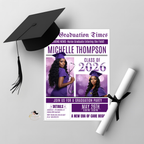 Newspaper Nurse Graduation Announcement Invitation, RN Pinning Ceremony with photo invite, LPN Nursing Graduates, BSN Purple Flyer Template