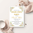 Wildflower Graduation Party Invitation, Boho Floral Senior Grad Announcement with photo invite, Girl Graduation Brunch Printable Template