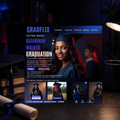 Movie Theme Graduation Invitation with Photo, Blue Streaming Style Grad Announcement Invite, Class of 2026 Flyer, Digital Printable Template