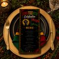 Juneteenth Menu Template, June 19th Black Freedom Day BBQ Cookout Party Menu, Jubilee Day Menu Card, Printable Digital Canva Template
