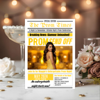 Yellow Newspaper Prom Send Off Party Invitation, Prom Queen with photo invite, Teen Boy Prom Night Flyer Card, Digital Printable Template