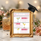 Pink Nurse Graduation Drink Sign, RN LPN CNA Bar Menu Card, Hydration Station Sign, Woman Cocktail Menu, Editable Canva Printable Template